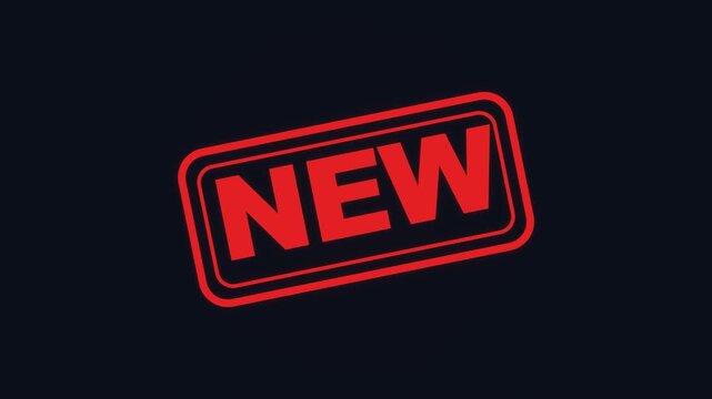 Red New Rubber Stamp Animation Over Grunge Textured Background