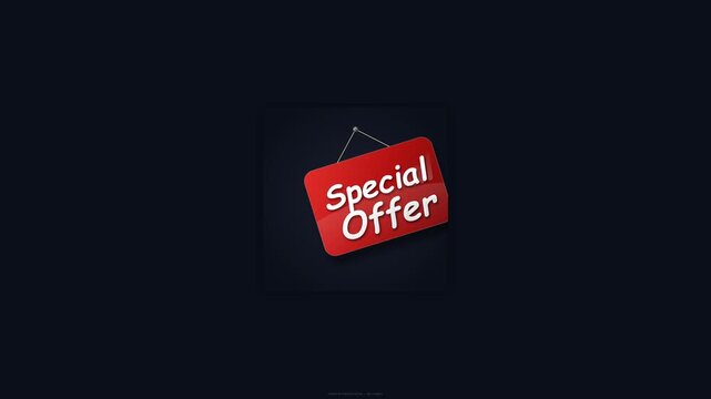 Red Special Offer Hanging Sign Animation on Dark Background