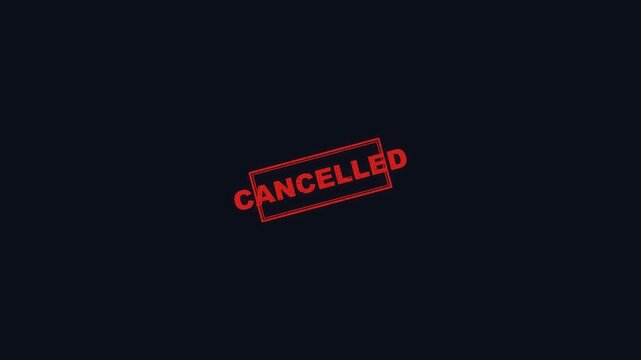 Red Cancelled Stamp Animation Over Dark Minimalist Background
