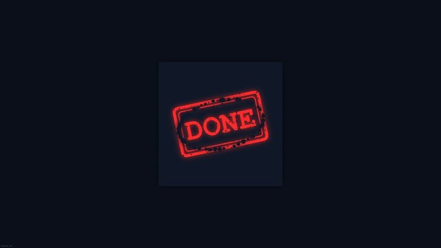 The word DONE is stamped in red on a square