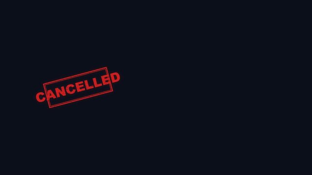 Red Cancelled Grunge Rubber Stamp Mark Appears on Dark Textured Background