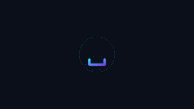 Glitch Download Icon Animation on Dark Background for Technology Interface