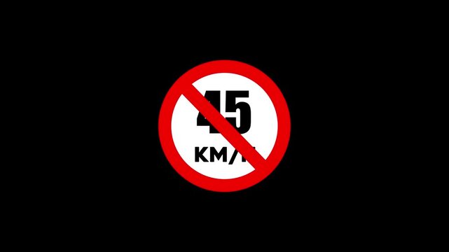 Over 45 Kmh Prohibited Vehicle Speed Symbol for Local Road Safety Compliance.