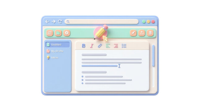 A cartoon-style illustration of a browser window with a colorful ice cream on the toolbar on a light blue and white background.