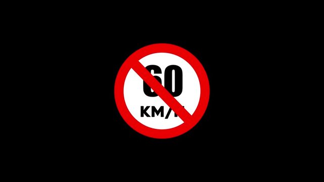 Over 60 Kmh Prohibited Road Regulation Symbol for Urban Highway Safety.