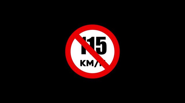 Over 115 Kmh Prohibited Road Safety Symbol for High Speed Traffic Control.