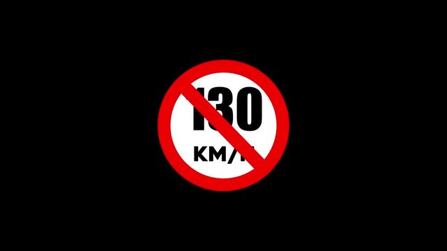 Over 130 Kmh Prohibited Traffic Sign for High Speed Motorway Restrictions.