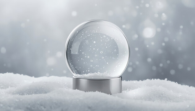 Isolated empty snowball on bright background at snowfall, 3d illustration of isolated christmas holiday decoration