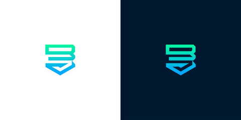 Abstract Letter B Shield Checkmark Logo Icon for Security and Technology Business Brands © Eunois
