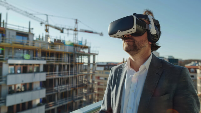 Professional Developer in Smart Casual Attire Using VR Technology