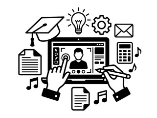 E-Learning and Online Education Concept Illustration © Bayu