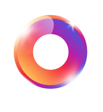 Circle icon in colorful orange pink purple gradient circle badge for circle shape geometry round graphic design element UI and app on transparent background.