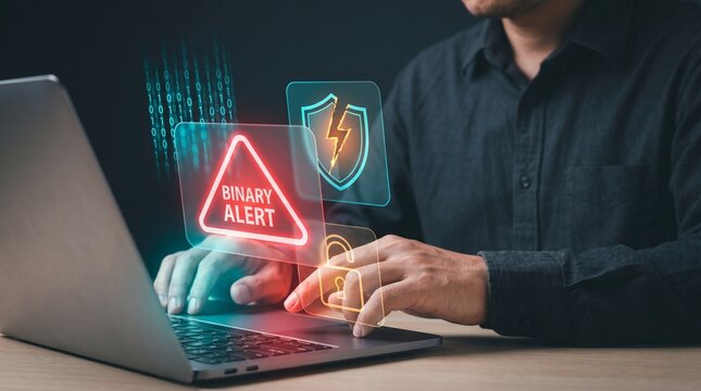 Man Presents Bot Offline Alert Panel With Bell and Robot to Notify, Warn, Troubleshoot, and Restart Services