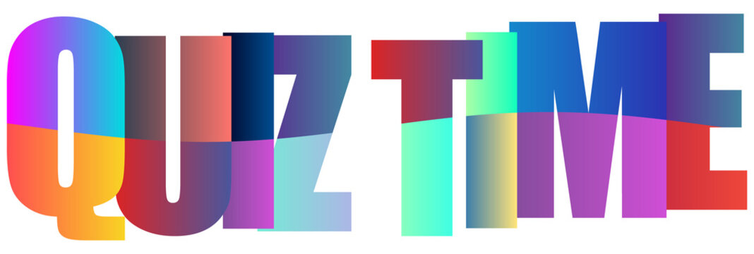 Colorful gradient letters spelling quiz time isolated on transparent background