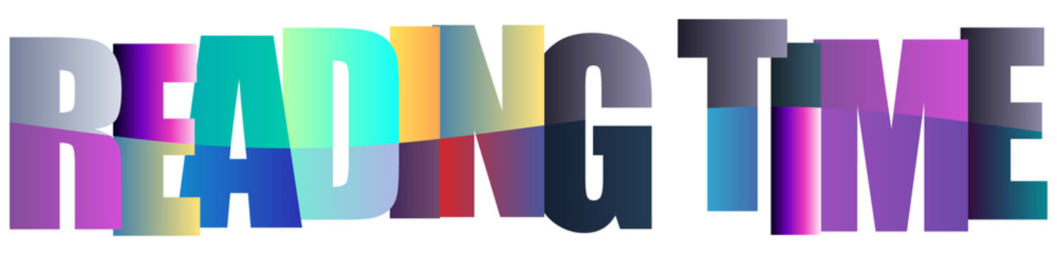 Colorful text reading time isolated on transparent background