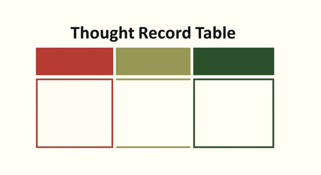 Thought Record Table Template - Cognitive Behavioral Therapy Concept