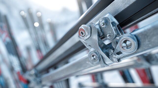 Ski binding mechanism detail