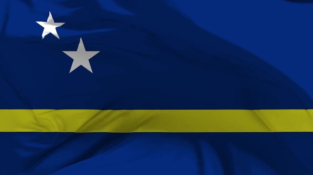 Curaçao Flag Waving in Slow Motion Loop Animation