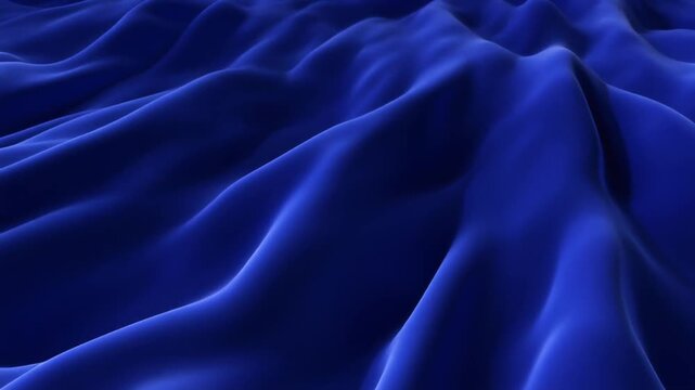 Blue satin silk fabric with smooth luxurious texture and elegant drapery pattern
