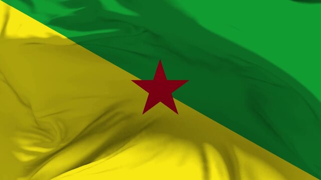 French Guiana Flag Waving in Slow Motion Loop Animation