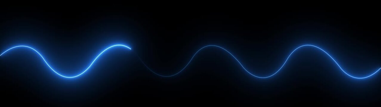 Abstract horizontal glowing green neon line on a dark background with subtle reflection bright clean.