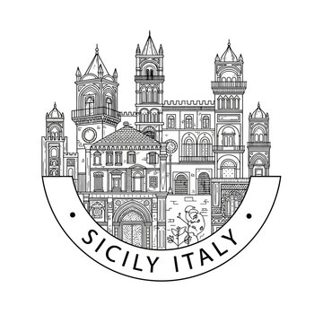 Sicily Italy Landmark Emblem - Historic Architecture, Castle, Palazzo dei Normanni, Palermo