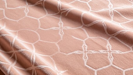 Fototapeta premium Close-up of Pink Fabric with White Geometric Pattern