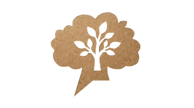 Nature tree silhouette with speech bubble minimalist design studio environment
