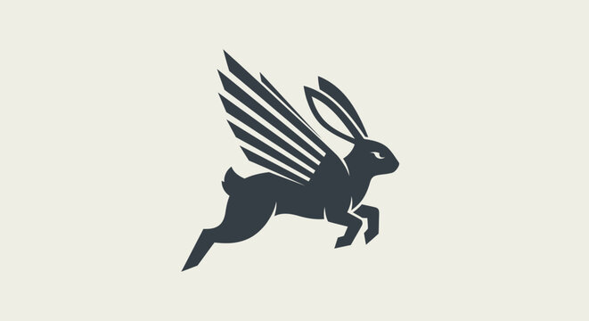 Stylized mythological creature with wings and rabbit head design