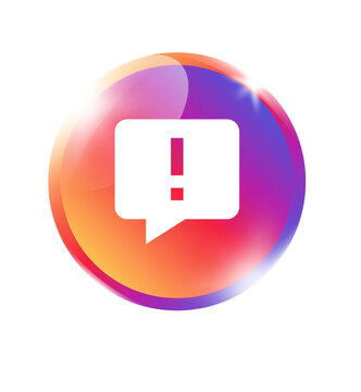 Message error icon in colorful orange pink purple gradient circle badge for message error fail problem issue alert chat communication and app on transparent background.