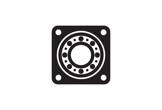 Bearing, mechanical, industrial icon, black and white, vector graphic