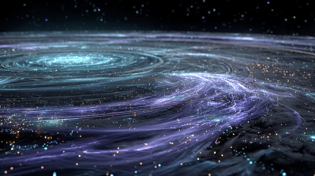 Futuristic control hub with floating blue violet holographic interfaces (no readable text), flowing light waves, dark premium environment, cinematic glow, no text