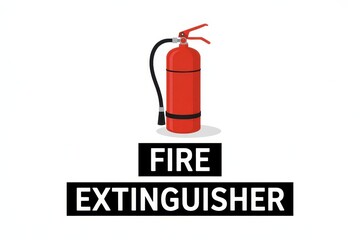 Obraz premium Red fire extinguisher equipment icon with text isolated on white background