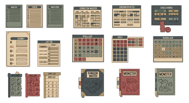 Vintage Game Boards, Dungeons and Dragons, Fantasy RPG, Tabletop Gaming Elements