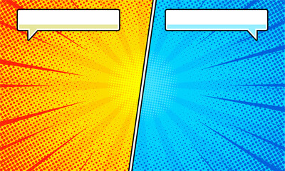 Comic pop art isolated in two color blue and yellow background © anggi wibisono