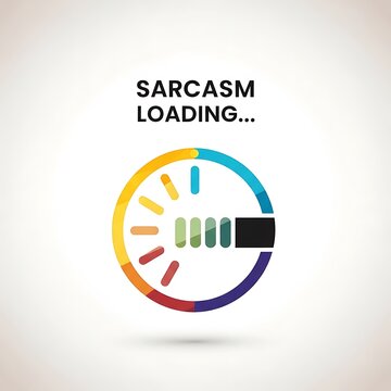 Sarcasm loading progress circle graphic.