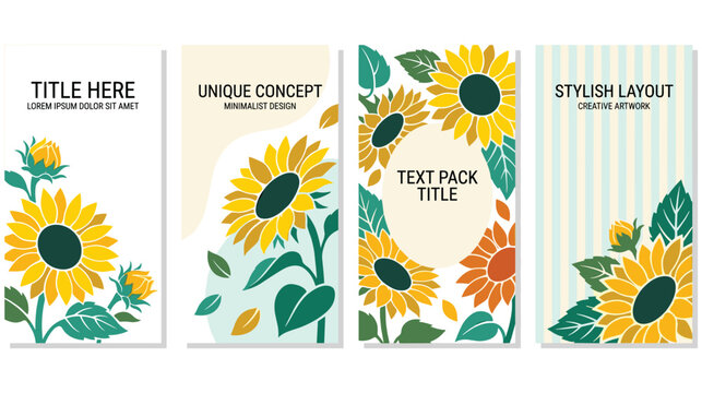 Sunflower social media stories templates with vibrant floral patterns.
