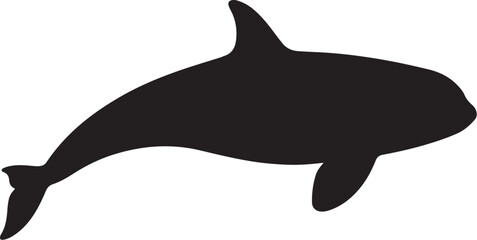 Orca Whale Black Silhouette Vector Marine Wildlife Animal Icon © MSTANOARA