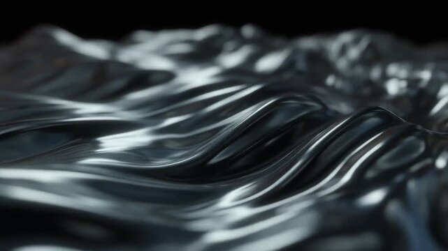 Dark metallic liquid wave pattern design with shiny smooth flowing