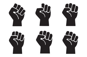 Obraz premium Black Power Fist Silhouettes A Set Of Six Vector Graphics