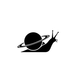 Black snail with planet and rings graphic on a white background © Hanggera