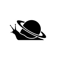 Simple black silhouette of a snail with a planetary ring design © Hanggera