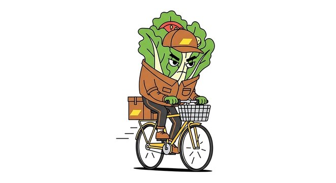 Person riding bicycle with large potted plant on back.