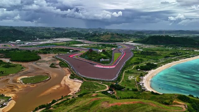 Pertamina Mandalika International Circuit in Lombok, Indonesia in aerial view