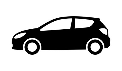Fototapeta premium Compact Passenger Car Black Silhouette Icon Vector Illustration
