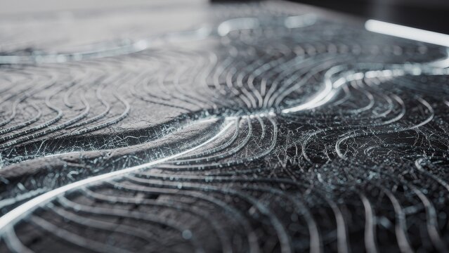 Abstract black marble surface texture featuring intricate natural vein patterns