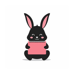 Obraz premium Black cat with pink bow vector