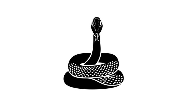 Coiled snake silhouette vector graphic icon. Black serpent illustration on white background, reptile animal symbol for design.