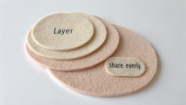 Soft Felt Shapes with Text Layer and Share Everly on Neutral Background for Craft or Design Projects