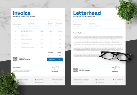 Blue And Black Invoice Letterhead